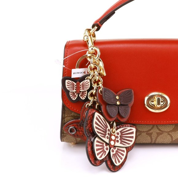 NWT Coach Butterfly Cluster Keychain Bag Charm PINK MULTI - Picture 7 of 8